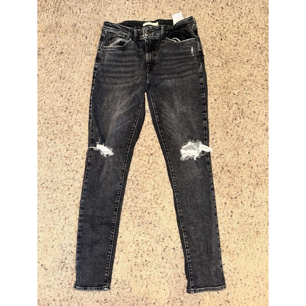 Levi’s High Rise Skinny Slim Fit Black Denim Jeans Distressed Women’s 30